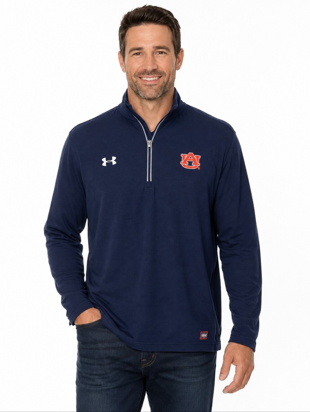 Under Armour Auburn Tigers Quarter Zip Pullover Men XL Navy HeatGear NCAA